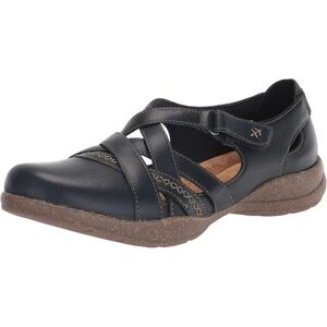 Clarks Womens Roseville Step Mary Jane Flat Navy Leather Women's Size 9.5M